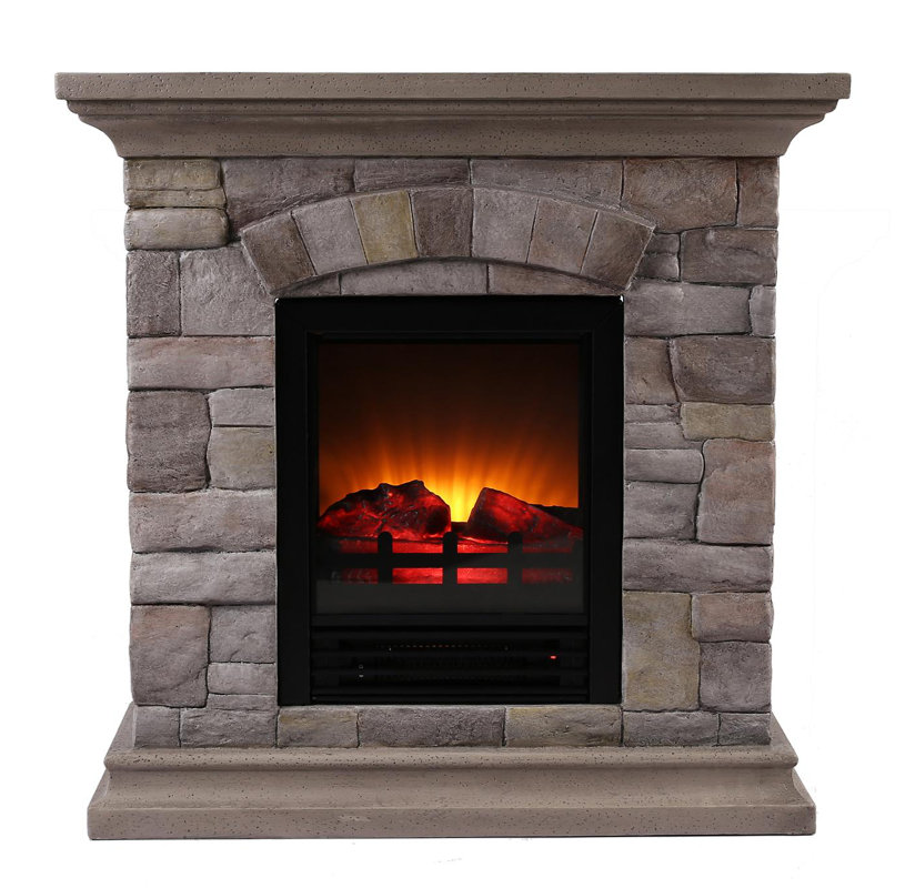 OK Lighting Portable Faux Stone Electric Fireplace & Reviews Wayfair